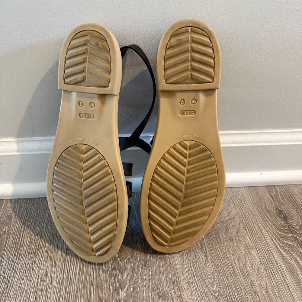CROCS Women's Black and Tan Sandals - Picture 3 of 3